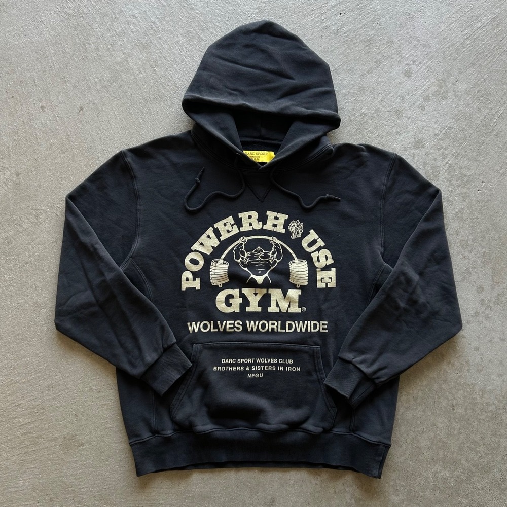 Darc Sport x Powerhouse Gym Sweatshirt Size Medium Black Heavyweight Hoodie